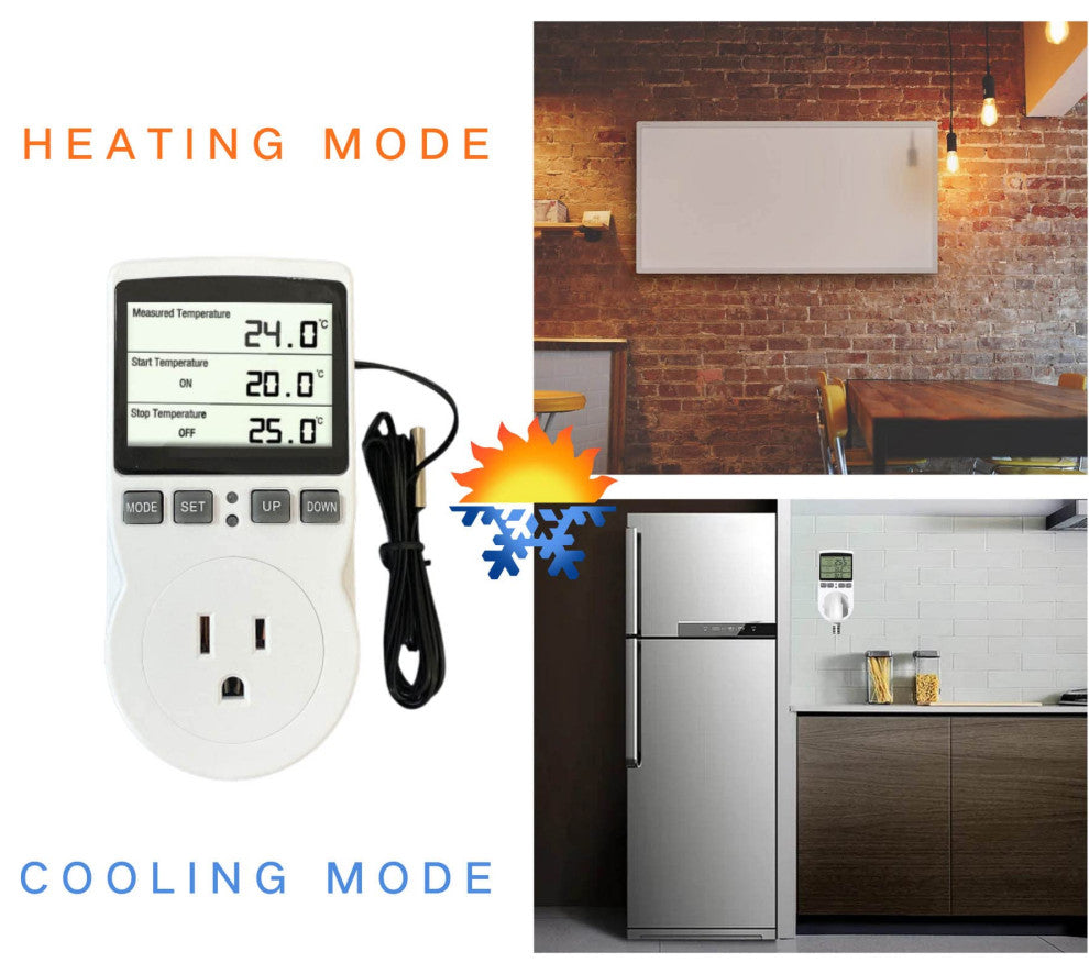 Plug in Thermostat Temperature Controller Electric Digital Thermostat Heating.