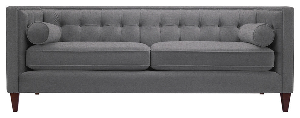 Jack 84" Modern Tuxedo Tufted Sofa, Steeple Gray Polyester