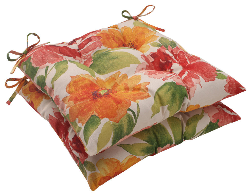 Primro Orange Wrought Iron Seat Cushion, Set of 2