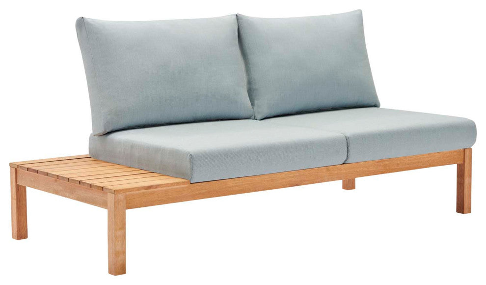 Freeport Karri Wood Outdoor Patio Loveseat with Right-Facing Side End Table