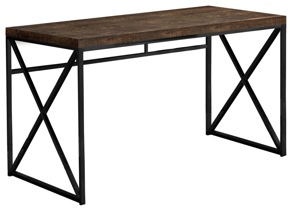 Computer Desk, Home Office, Laptop, Work, Metal, Laminate, Brown, Black