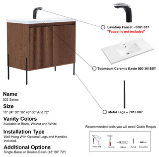 Flutie 36" Bathroom Vanity Set, Walnut