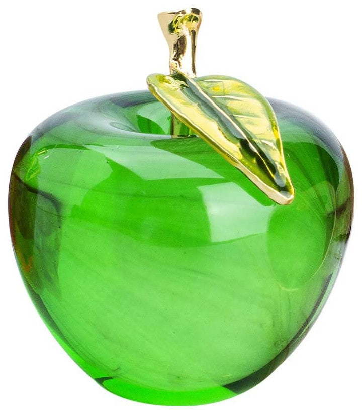 Crystal Apple Paperweight in Green