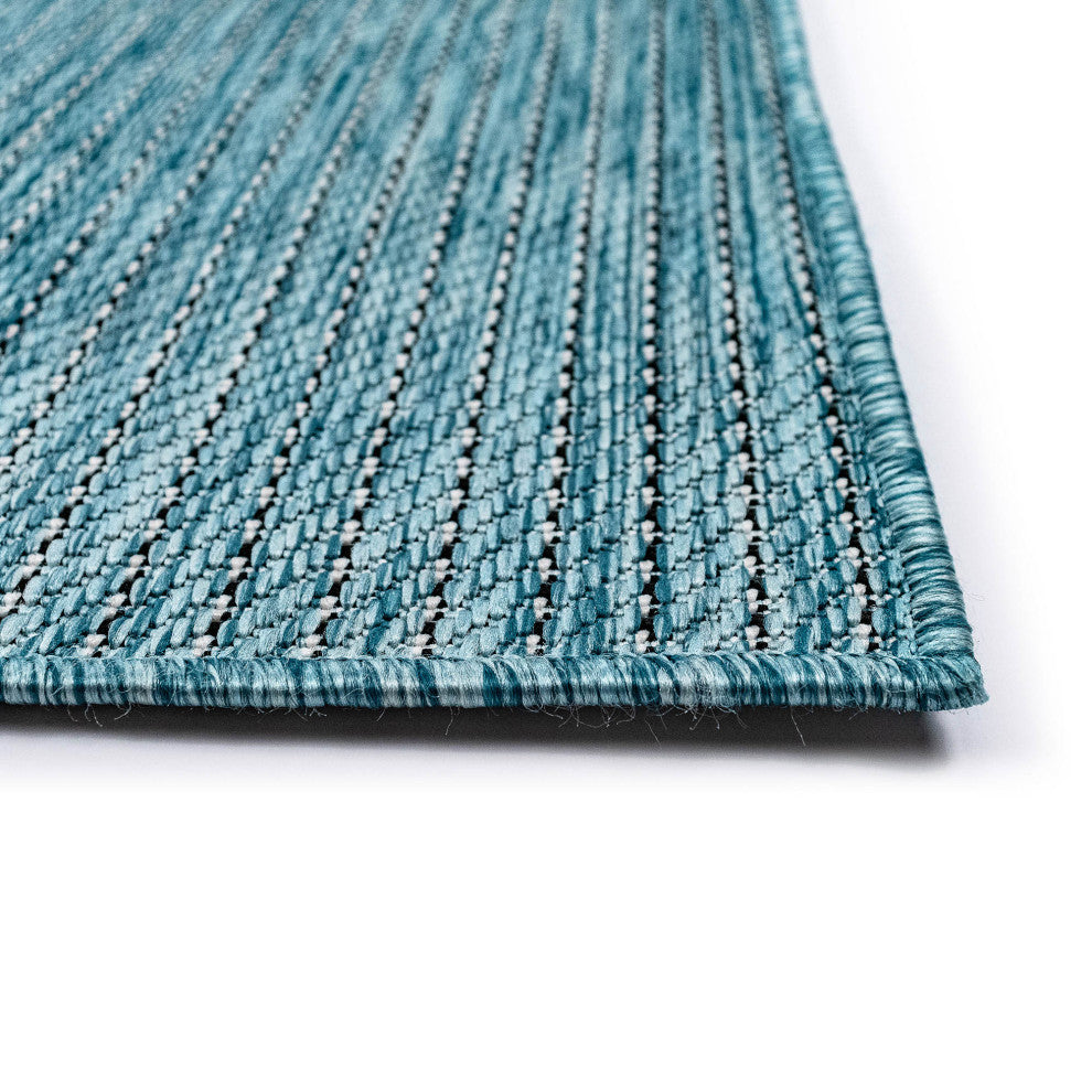 Carmel Texture Stripe Indoor/Outdoor Rug, Aqua, 1'11"x4'11" Runner