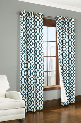 Pair of Thermal Insulated Grommet Top Curtains, Teal, 80"w X 63"l
