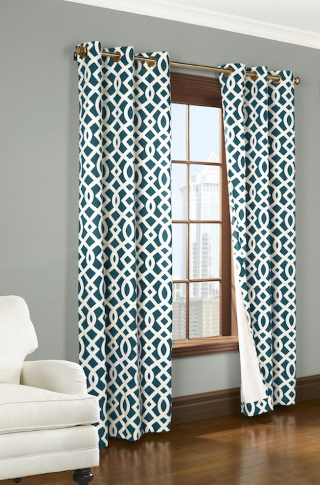 Pair of Thermal Insulated Grommet Top Curtains, Teal, 80"w X 63"l