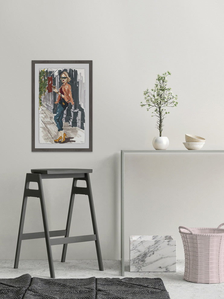 "Casual Coffee Break" Framed Painting Print, 24"x36"