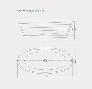 ADM Layered Freestanding Bathtub, White, 71", Glossy White