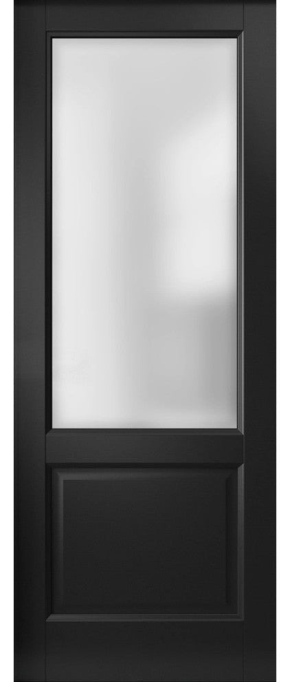 Slab Barn Door 24 x 80, Lucia 22 Black Frosted Glass, Sliding