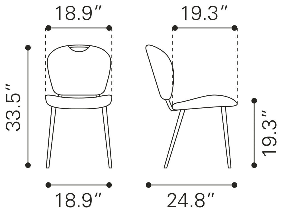 Dining Chair, Set of 2, Faux Vinyl Leather, Steel, Vintage Brown, Black, Cafe