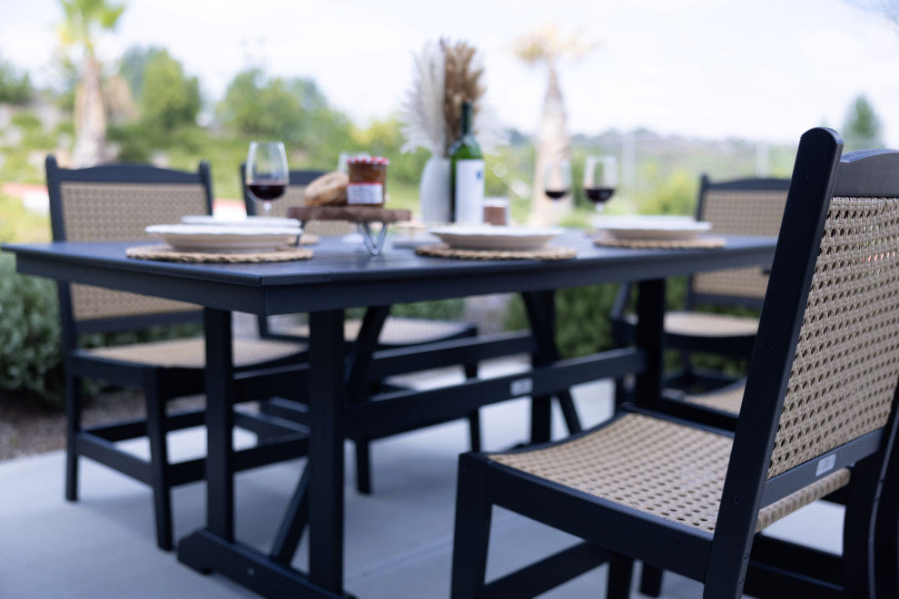 LuXeo Tuscany Woven Rattan Dining Set, Black, 7-Piece