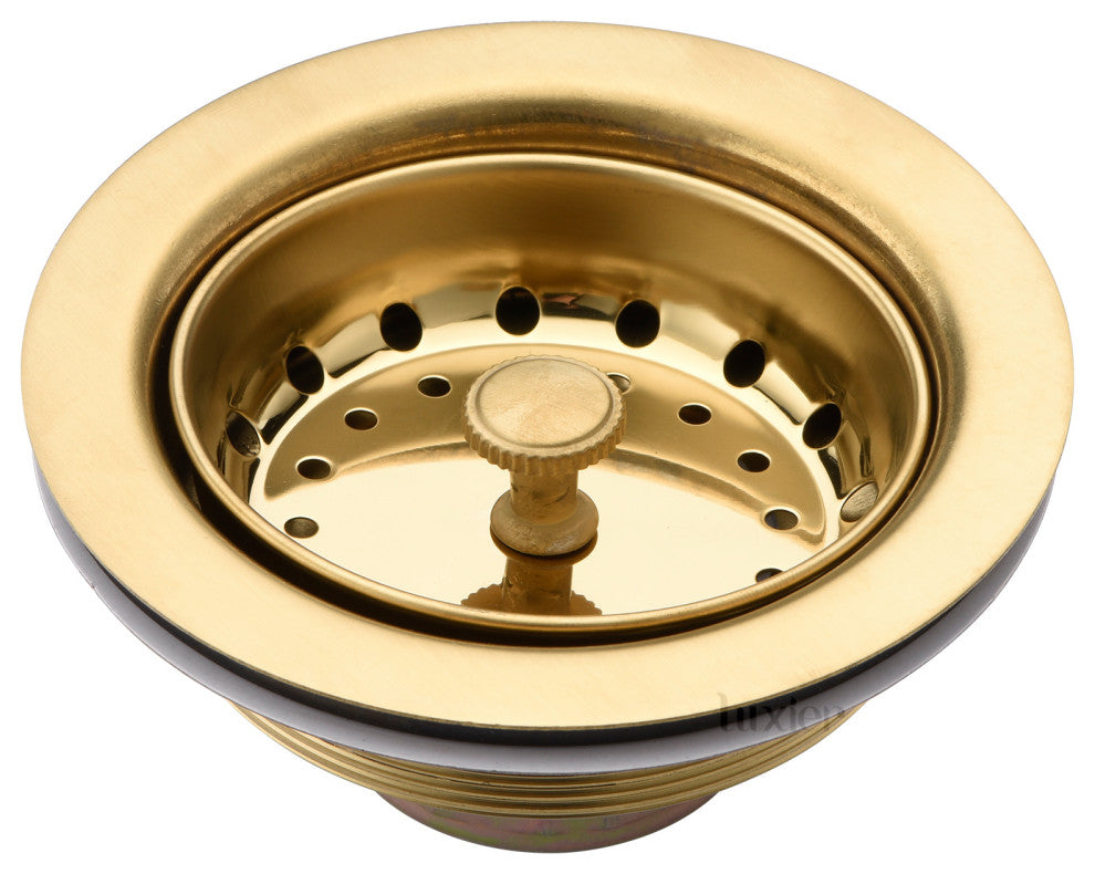 Luxier KS01 3.5" Drop-In Kitchen/Bar Sink Basket Strainer, Brushed Gold