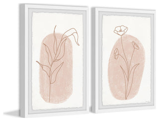 Poppy Brown Lines Diptych, 2-Piece Set, 24x36 Panels