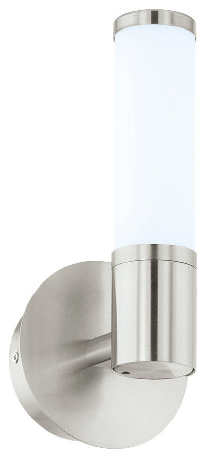 1x6W LED Vanity Wall Light, Satin Nickel Finish and Opal Glass