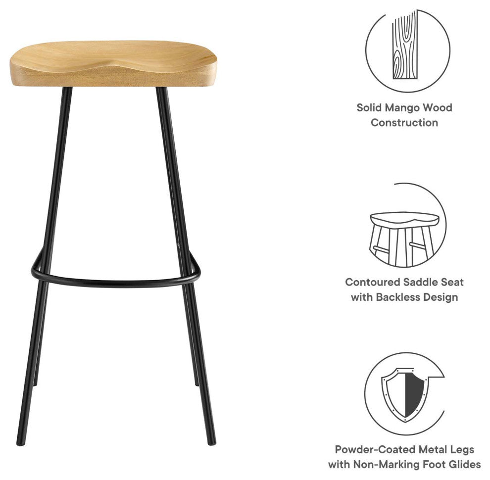 Concord Backless Wood Bar Stools - Set of 2