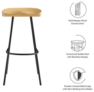 Concord Backless Wood Bar Stools - Set of 2