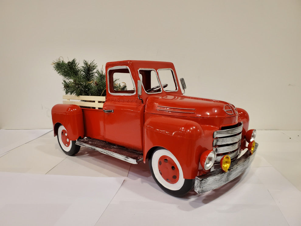 18" Red Metal Truck Decoration