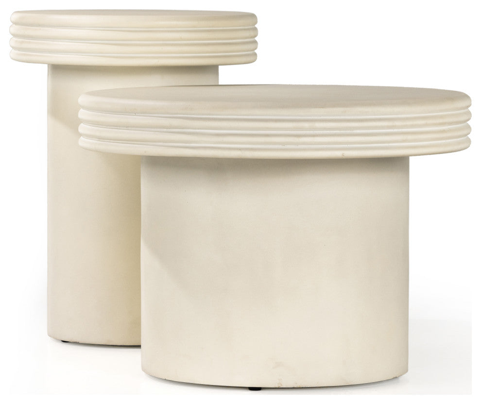 Grecia Outdoor End Table Set-White