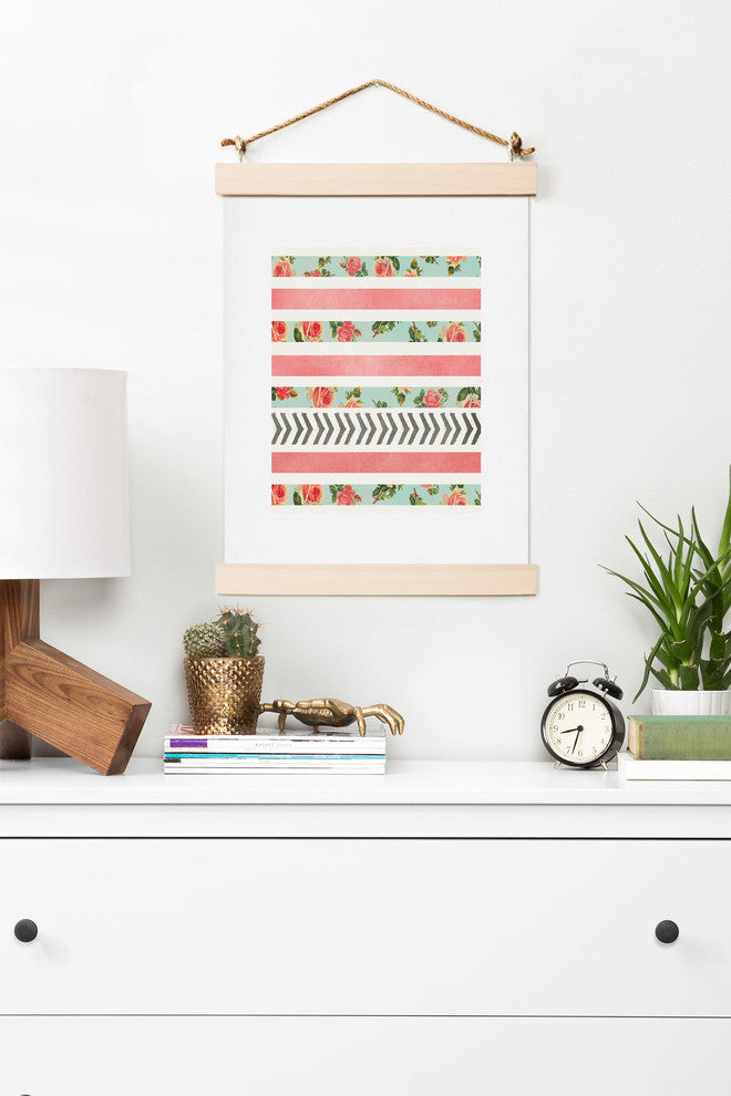 Deny Designs Allyson Johnson Floral Stripes And Arrows Art Print