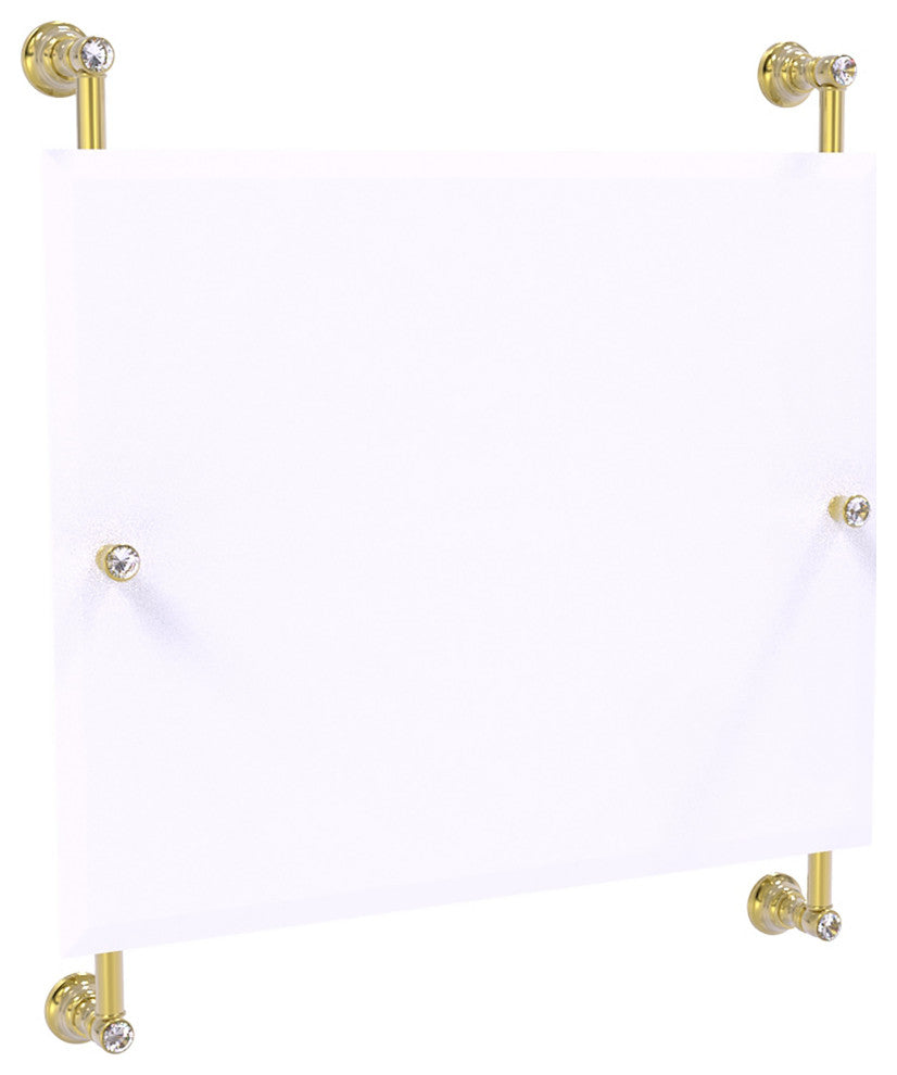 Carolina Crystal Landscape Frameless Rail Mounted Mirror, Unlacquered Brass