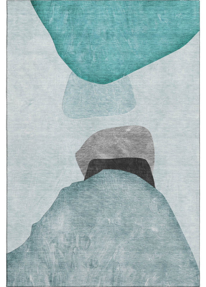 Premium Machine Washable Mayfield AMF547 Teal 9' x 12' Rug