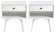 2 Piece 1-Drawer Mid-Century Solid Wood Nightstand - White