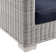 Lounge Sofa, Rattan, Wicker, Gray Blue Navy, Modern, Outdoor Patio Cafe