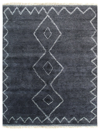 EORC Charcoal Hand Knotted Wool Moroccan Berber Moroccan Rug, 5'x8'