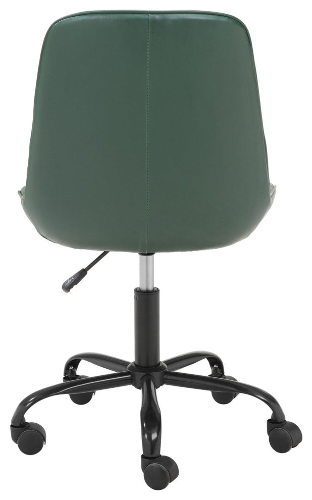 Computer Chair, Faux Vinyl Leather, Steel, Green, Black, Home Business Office