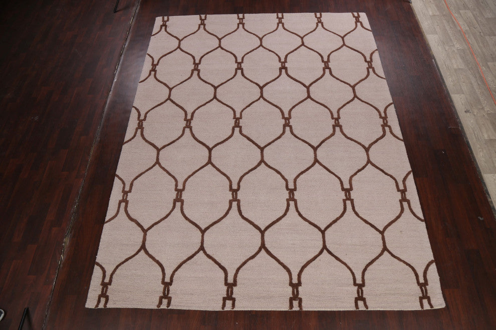 Trellis Contemporary Oriental Area Rug Hand-tufted Wool Carpet 9x12