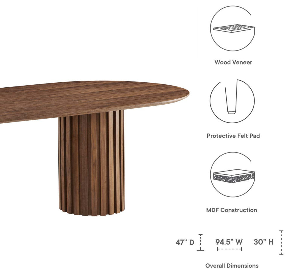 Senja 95" Oval Dining Table, Walnut