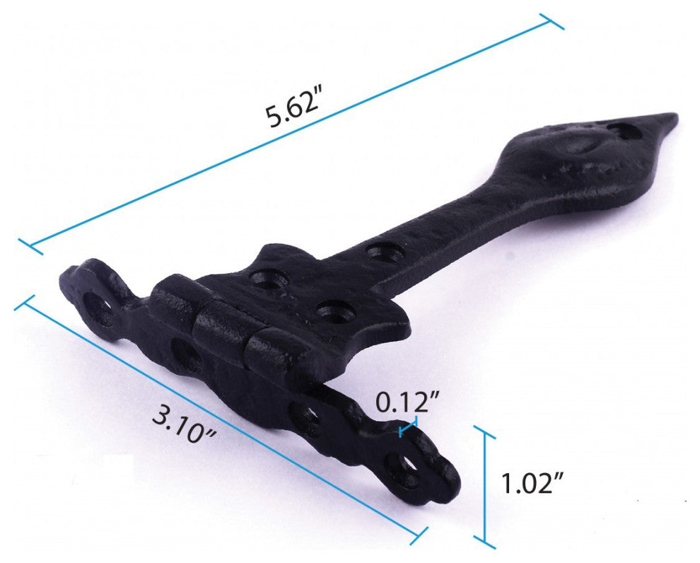 Black Hinges For Doors Wrought Iron Hinge 6 Inch Spear Tip Hardware Pack of 4