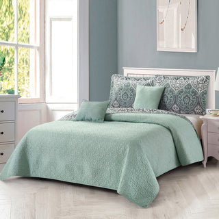 5 Piece Kingston Damask Bedspread, 90" X 90