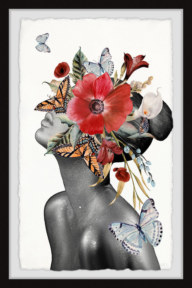 "Butterfly Bloom Sight" Framed Painting Print, 30"x45"