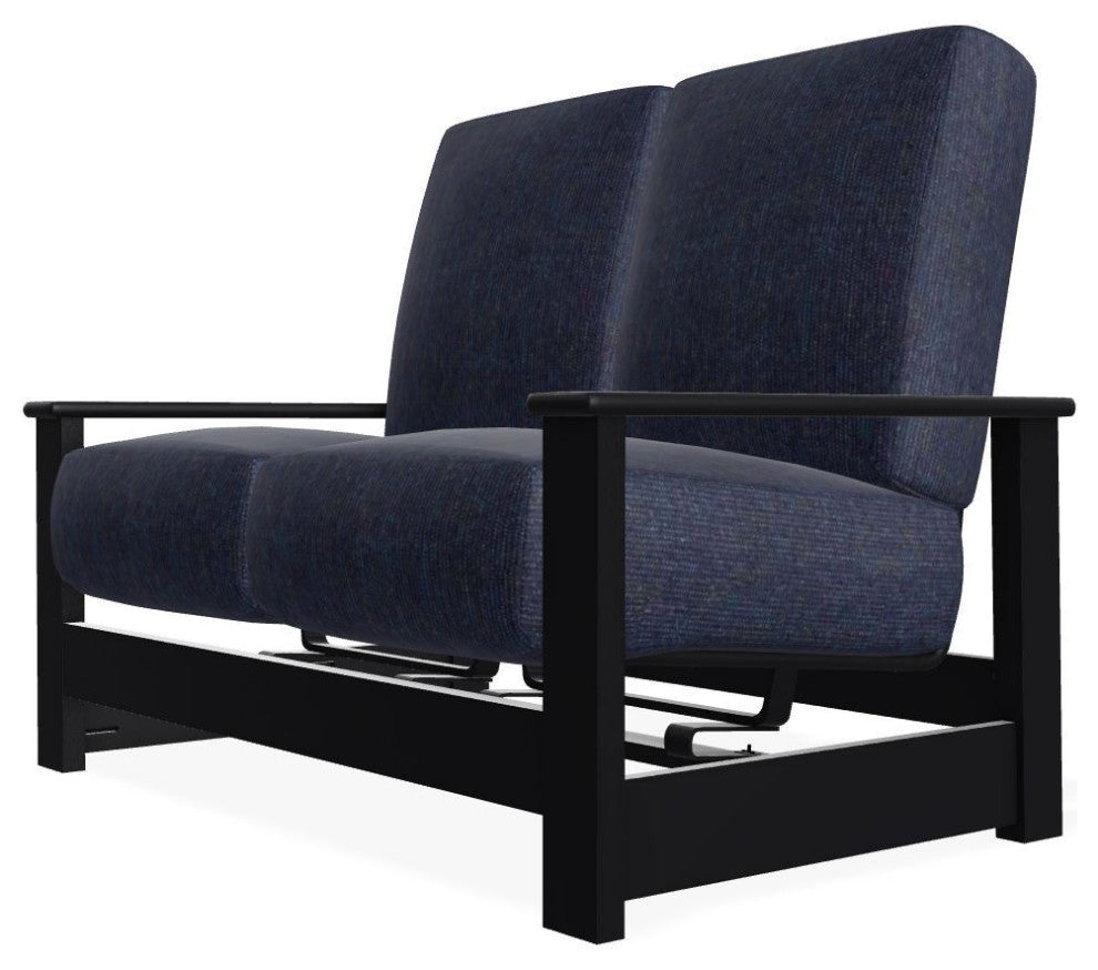 Leeward Deep Seat Outdoor Loveseat with Hidden Motion, Indigo/Black