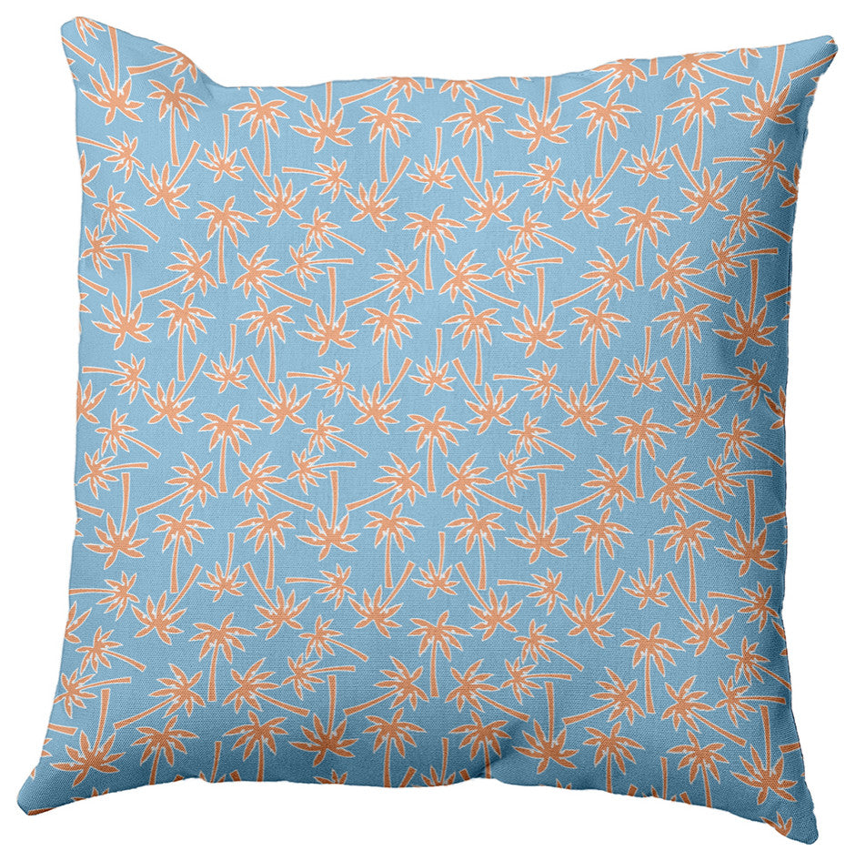 Palm Tree Pattern Decorative Throw Pillow, Carolina Blue, 26"x 26"