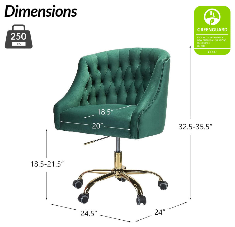 Home Office Swivel Chair with Button-Tufted Back, Green