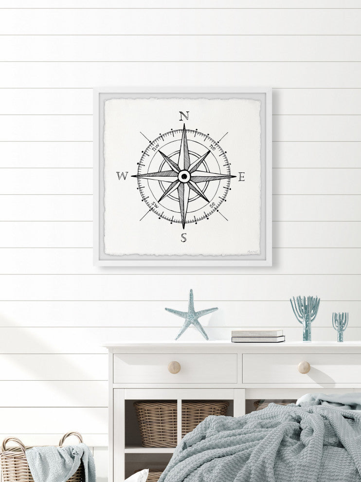 "Navigation Compass" Framed Painting Print, 12x12