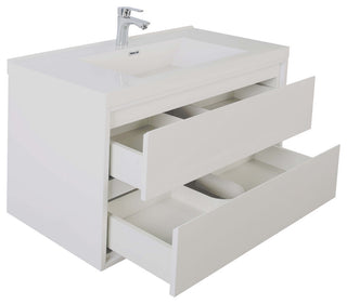 MOM Wall Mounted Vanity, Glossy White, 42", Single Sink, Wall Mount
