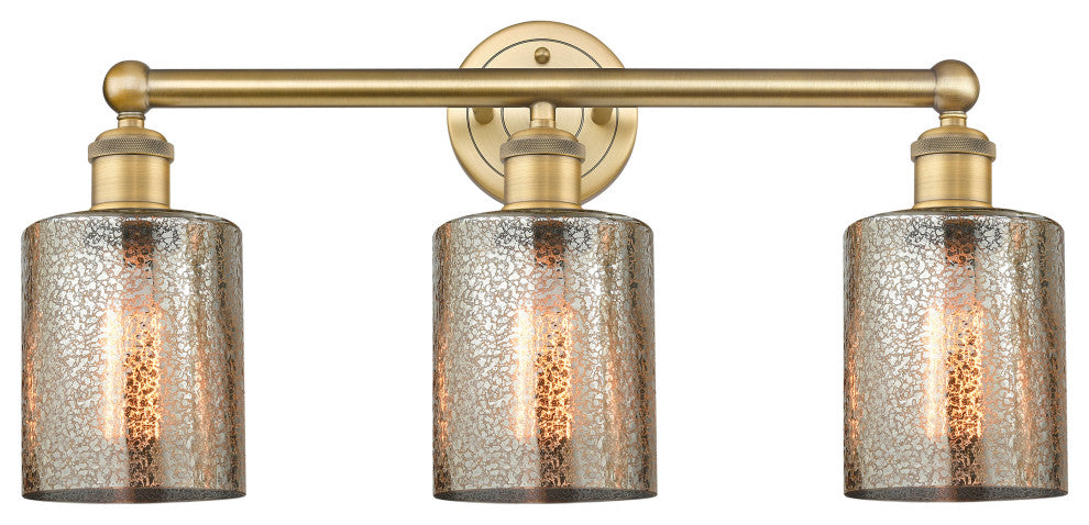 Edison Cobbleskill 3-Light 23" Vanity Light, Brushed Brass Finish, Mercury Shade