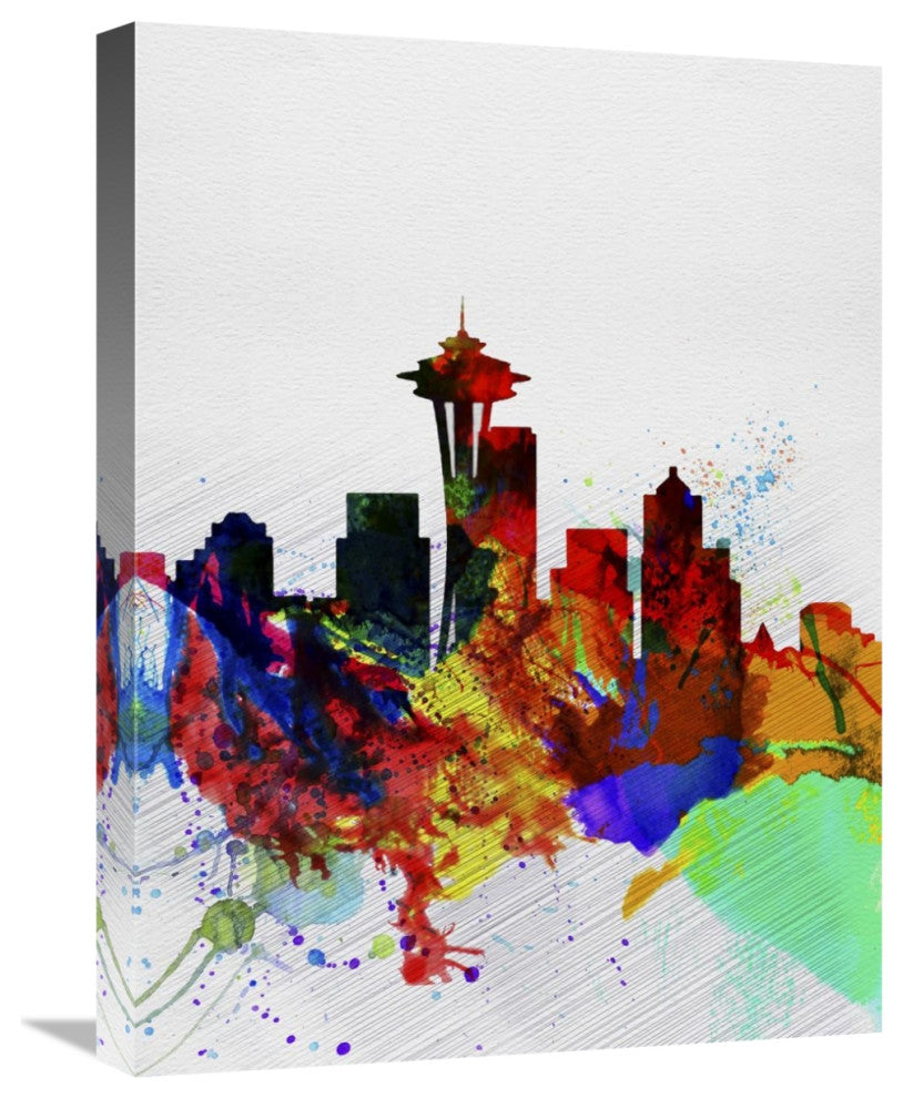 "Seattle Watercolor Skyline 2" Fine Art Print