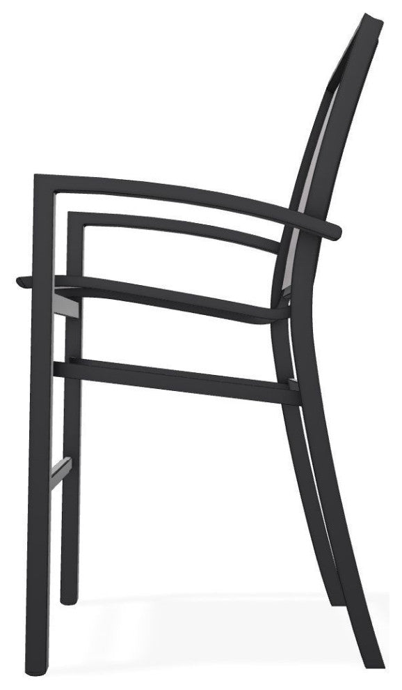 Kendall Sling Bar Height Stackable Outdoor Stool, Fossil/Black