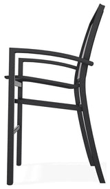 Kendall Sling Bar Height Stackable Outdoor Stool, Fossil/Black