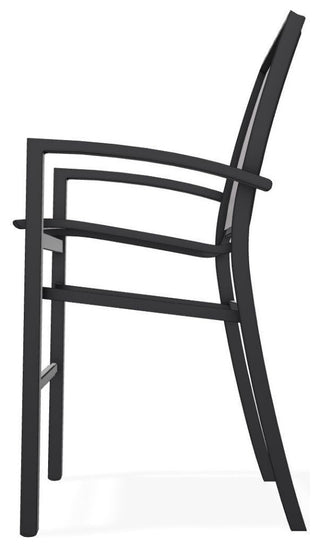 Kendall Sling Bar Height Stackable Outdoor Stool, Fossil/Black