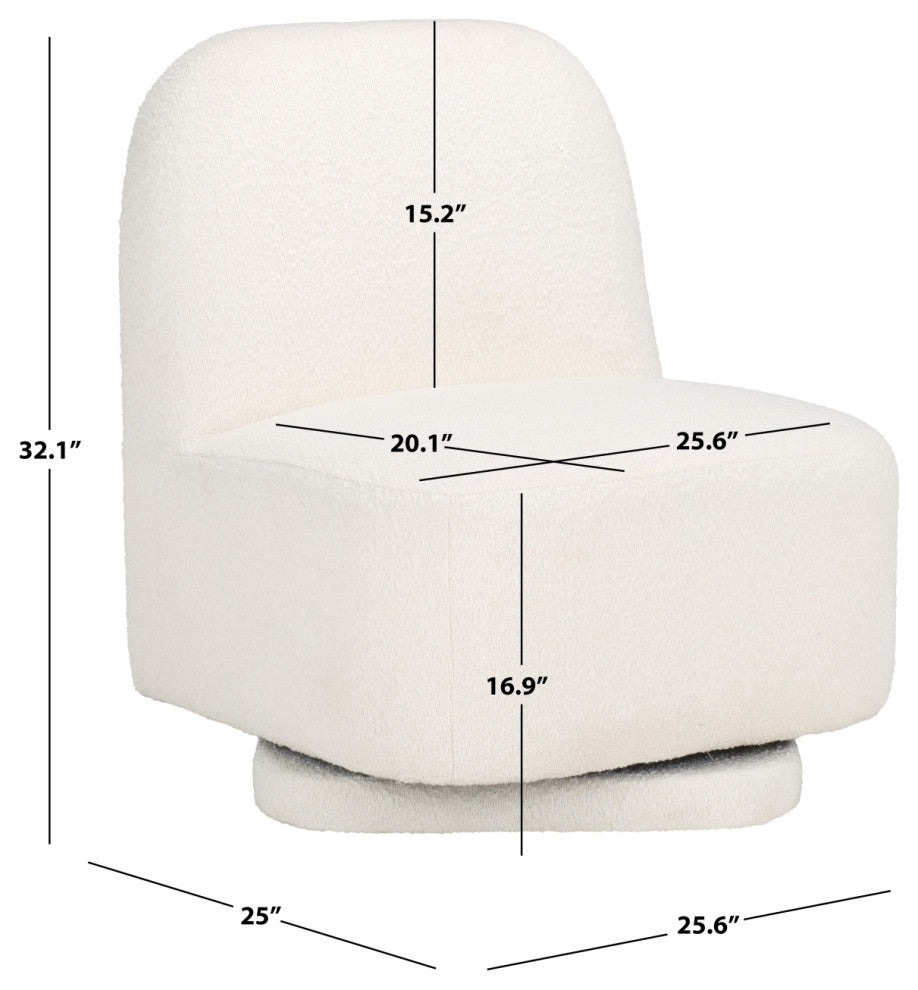 Safavieh Couture Bianka Boucle Swivel Chair, Ivory