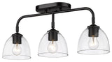 Golden Lighting 6958-3SF CLR Roxie 3 Light 25"W Semi-Flush - Matte Black /