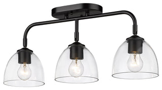 Golden Lighting 6958-3SF CLR Roxie 3 Light 25"W Semi-Flush - Matte Black /