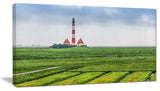 Westerheversand Lighthouse Panorama, Landscape Canvas Art Print, 32"x16"