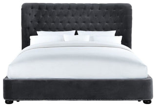 TOV Furniture Finley Grey Velvet Bed in Queen