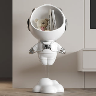 Modern White Astronaut Side Table Floor Figurine End Table Storage Decoration, White